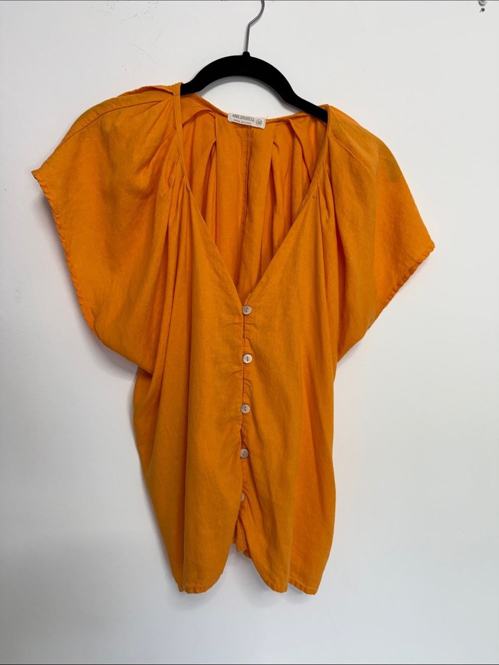 Unknown Brand Orange V-Neck Button-Front Blouse